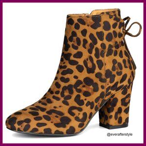 Faux Suede Round Toe Block Heel Ankle Boots with Side Zipper